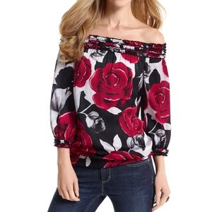 WHBM Rose Off the Shoulder Blouse